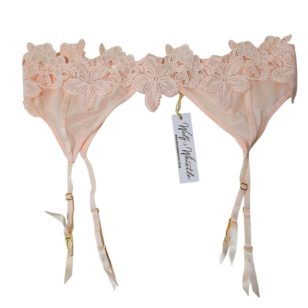 NEW Playful Promises Wolf & Whistle Alyssa Peach Suspender Belt Sz 12 Peach NWT